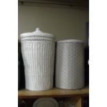 Two linen baskets, one woven,