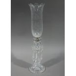 A pressed glass fluted baluster candlestick with broad fluted drip pan the nozzle with acid etched