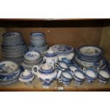 An extensive Booths Real Old Willow pattern dinner and breakfast service