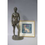 G Shloss a bronzed resin figure of a female nude,