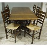 An oak dining suite comprising,