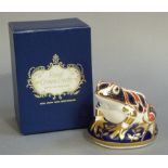 A Royal Crown Derby paperweight modelled as a frog, printed mark in red, date code, XLIX,