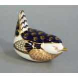 A Royal Crown Derby paperweight modelled as a wren, unmarked, lacking plug,