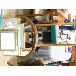 Two modern mirrors, one rectangular with bevelled edge, the other with bevelled oval plate,