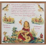 A Victorian sampler worked by Mary Shaw in 1879, in red,