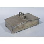 A George V engine turned double cigarette box with side opening lids with cast floral borders,