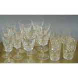 A small quantity of cut glass ware: six wines, six tumblers,