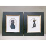 English School, 19th century, pair of oval silhouettes, half length,