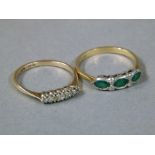 An emerald and diamond ring in 18ct yellow and white gold,