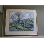 Walter Horsnell, a pair, Upper Wharfdale & Burnsall Bridge, watercolours, 49cm x 62cm,