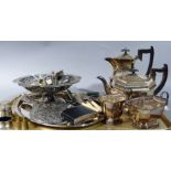 A four piece silver plated tea service in George III style,