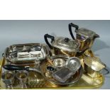 A three piece Art Deco style silver plated tea service,