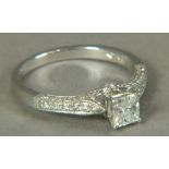 A diamond ring, in 18ct white gold,