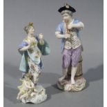 A late 19th century porcelain figure in 18th century style modelled as a young woman wearing a