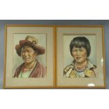 20th century Continental school, a pair of head and shoulder portraits of Nepalese man and woman,