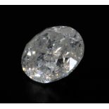 A loose diamond of brilliant cut approximate clarity grade P3-Rejection,