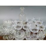 A quantity of cut and other glassware including decanter, a box and cover,