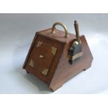 A 19th century oak and brass bound Gothic style coal box with shovel (ref 392)