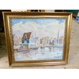 F Charlton, Continental harbour scene, oil on canvas, signed lower right and dated '65, 50cm x 60cm,