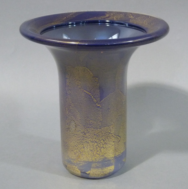 The Handmade Glass Company - Adam Aaronson 1997 - an art glass vase of graded purple and gilt