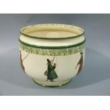 A Royal Doulton Walton ware large jardiniere printed with a band of fisherman beneath a border of