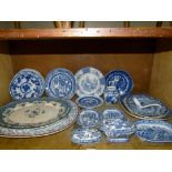 A large quantity of mainly blue and white pottery, late 19th and early 20th century,