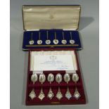 A set of enamelled silver gilt spoons by the Birmingham Mint,