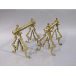 A pair of Victorian cast brass andirons,