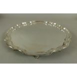 A George III style silver plated shaped circular salver with moulded border, 36cm diameter,
