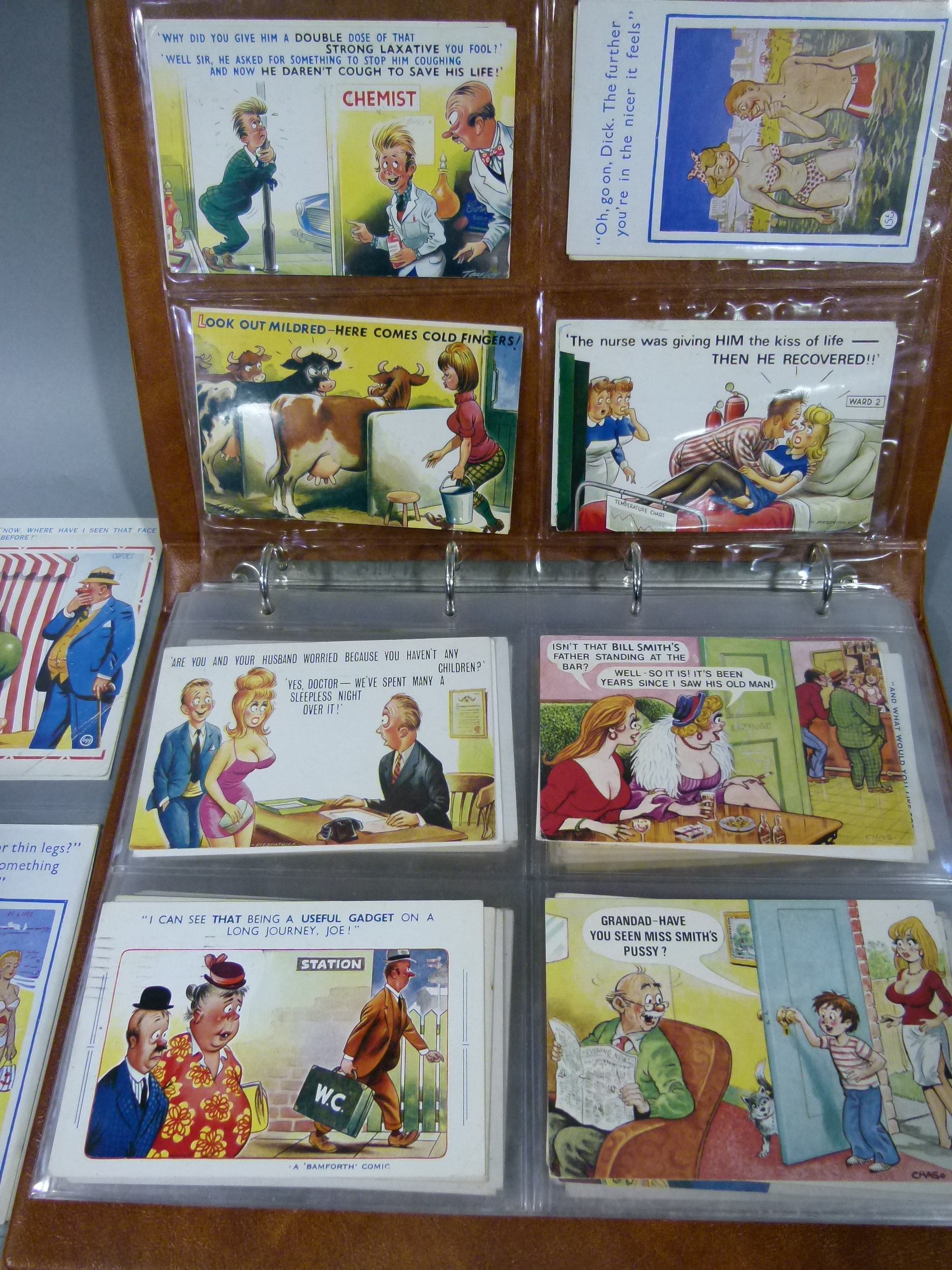 Postcards - approx 180 saucy seaside cards, various artists including: Fitzpatrick, Jolly, Mike,