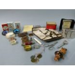 A collection of miscellaneous items including a small silver photograph frame, pair of folding