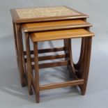A G Plan nest of three teak and tile topped occasional tables
