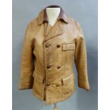 A gent's leather double breasted jacket by HUC of Sweden purchased from Brills, Leeds c.1968, size