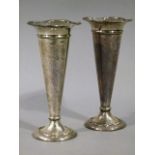 A pair of George V specimen vases of tapered form, Birmingham 1911, 16.5cm high