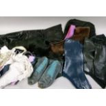 Various ladies' apparel including nightdress, bonnets, petticoats, leather slippers and two pairs of