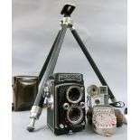 A Microcord medium format twin lens reflex camera with Ross, London f3.5 77.5mm lens No 73647,