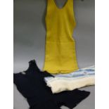 Two vintage lady's wool swimsuits in navy and mustard by Viking size 36 and Sensola, together with a