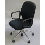 A black swivel office chair