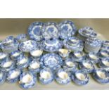 Woods English scenery blue and white dinner service, approximately 131 pieces