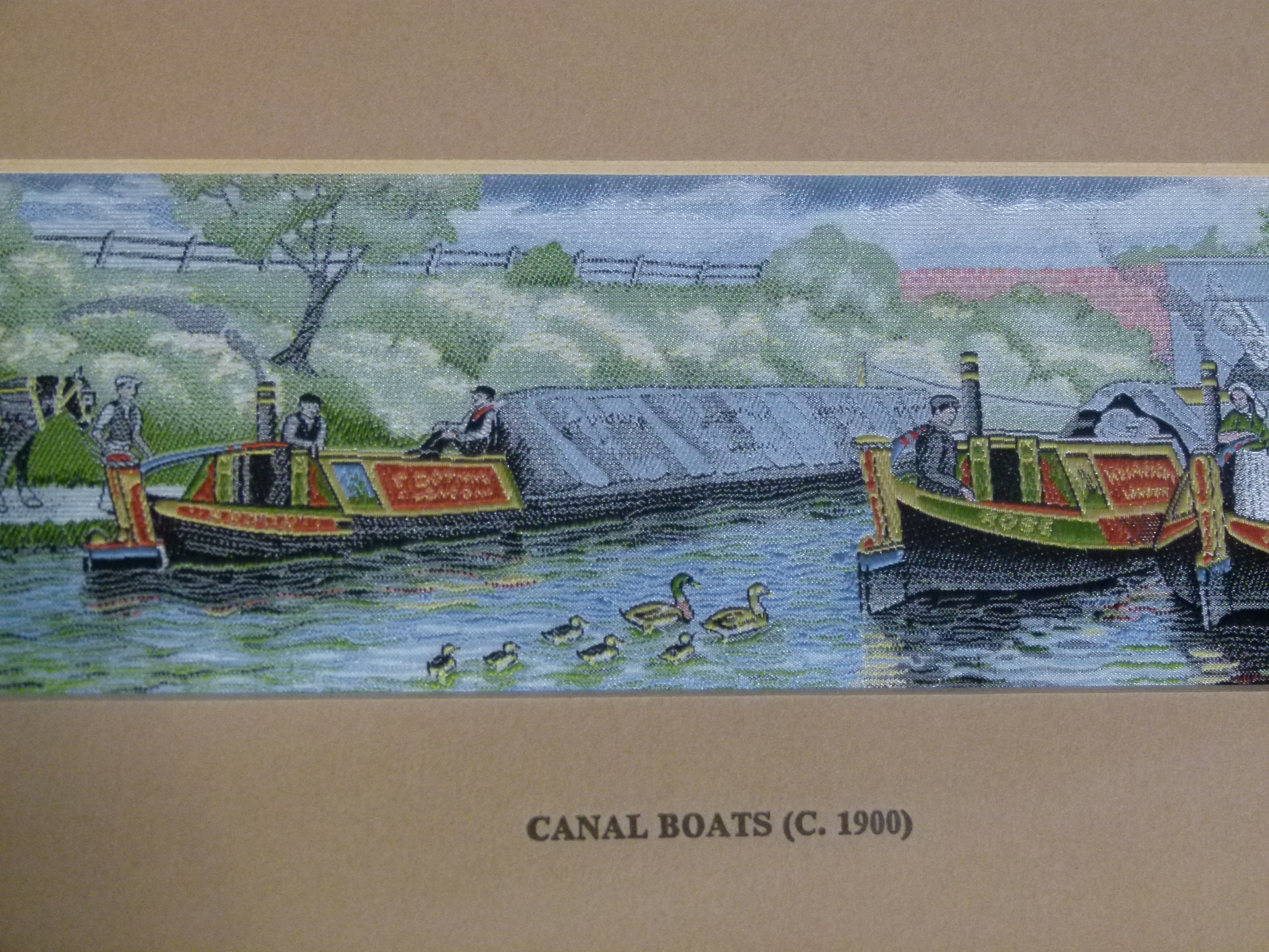 A set of three J & J Cash Ltd woven picture: Canal Boats, Thames Barges and The Rocket, each 7cm x - Image 4 of 5