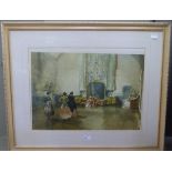 After Sir William Russel Flint, girls in rehearsal room, colour print, (slipped in frame)
