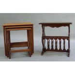 A nest of three teak G Plan tables, the tops with crossgrained borders, 50cm wide and smaller; a