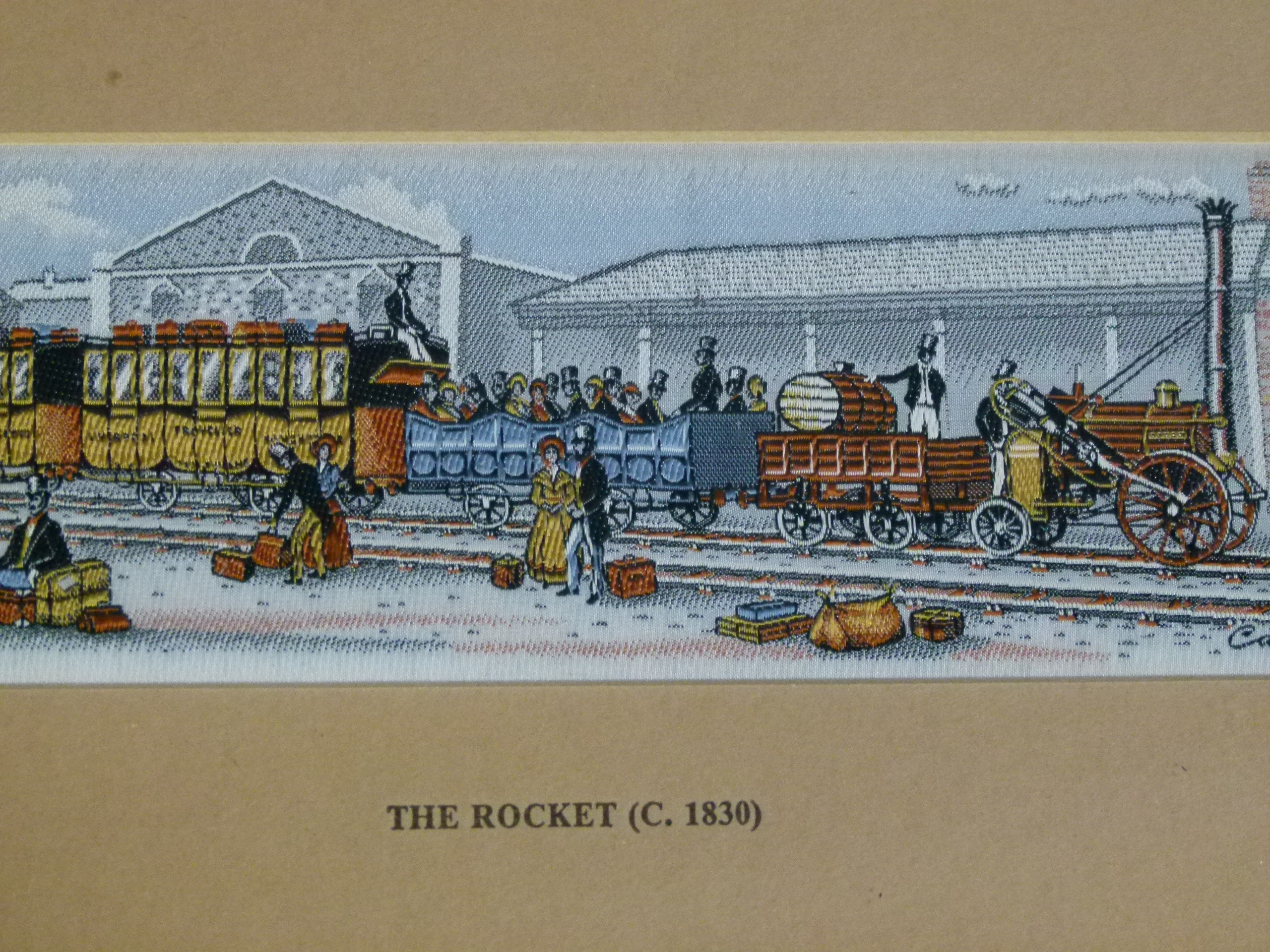 A set of three J & J Cash Ltd woven picture: Canal Boats, Thames Barges and The Rocket, each 7cm x - Image 5 of 5