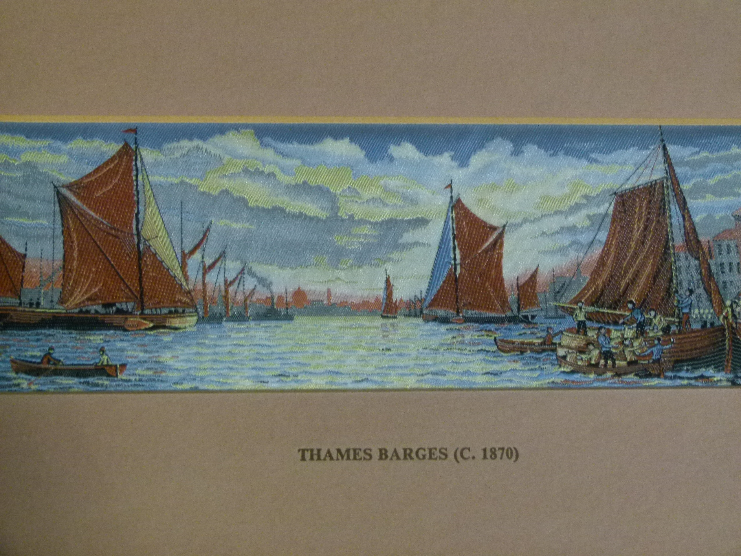 A set of three J & J Cash Ltd woven picture: Canal Boats, Thames Barges and The Rocket, each 7cm x - Image 3 of 5