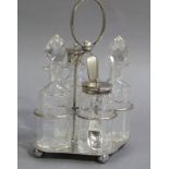 An EPNS and cut glass bottle breakfast cruet