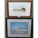 By and after F Cretara, Rome, Castel S.Angelo E San Pietro, coloured etching, signed and titled in