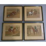 A set of four Cecil Aldin hand coloured hunting prints, 16cm x 22.5cm, framed