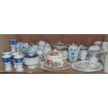 Royal Worcester blue and white studio wares including tureen and cover and goblets together with a