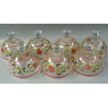 Seven hand painted Krosno glass cake domes