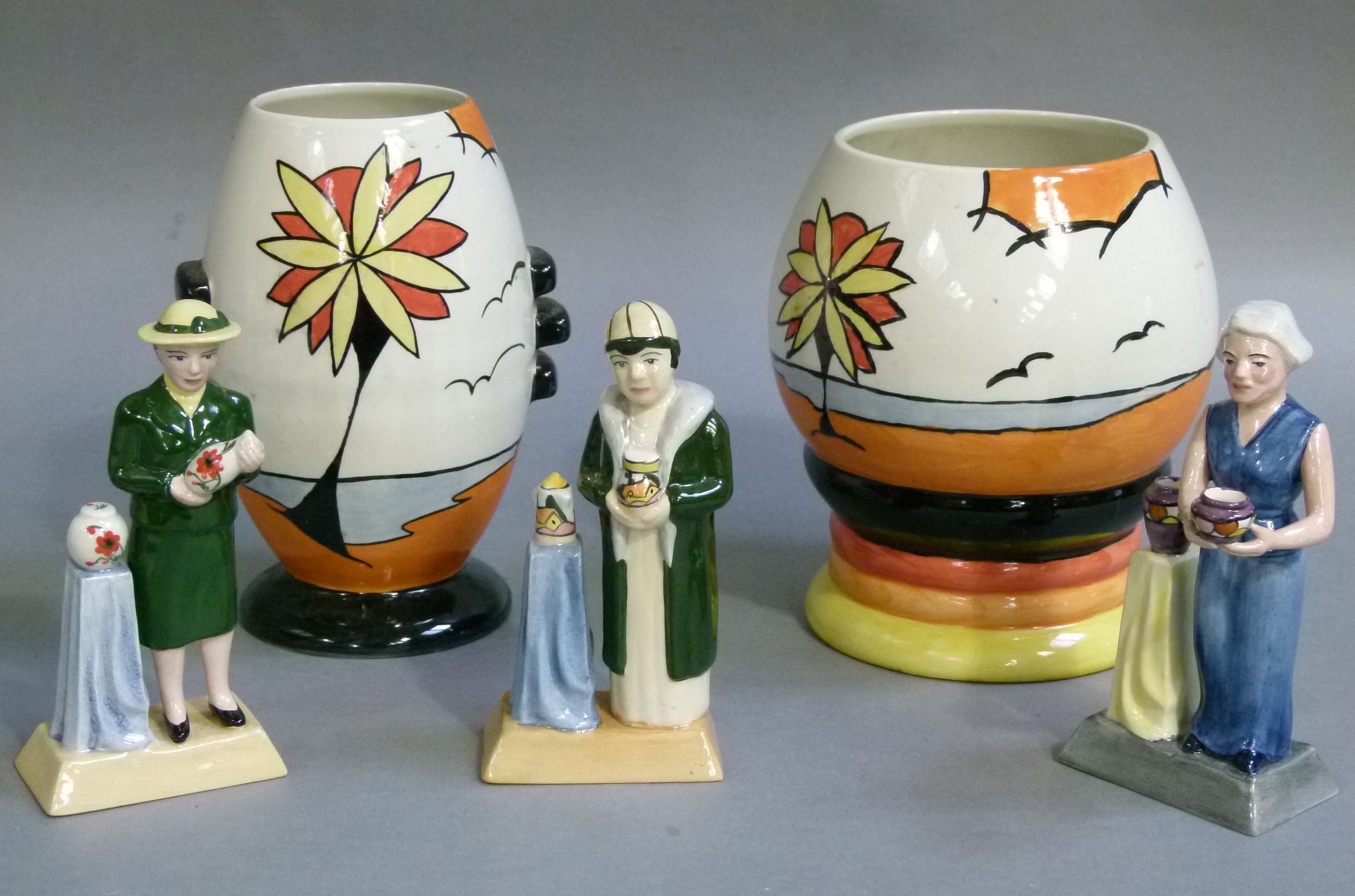 A set of three Manor limited edition pottery figures-The Pottery Ladies: Susie Cooper, Charlotte